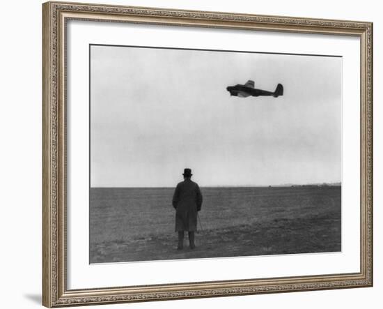 Winston Churchill, Photographed from Behind, Watching B-17 'Flying Fortress' in Flight, July 1940-null-Framed Photo