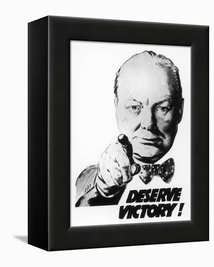 Winston Churchill Says We Deserve Victory!-null-Framed Premier Image Canvas