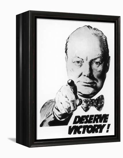 Winston Churchill Says We Deserve Victory!-null-Framed Premier Image Canvas