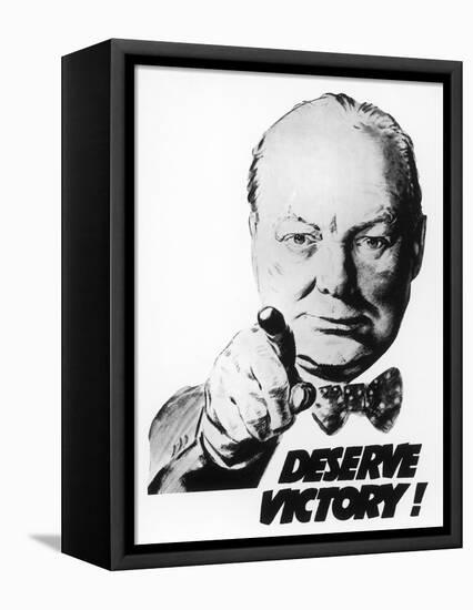 Winston Churchill Says We Deserve Victory!-null-Framed Premier Image Canvas