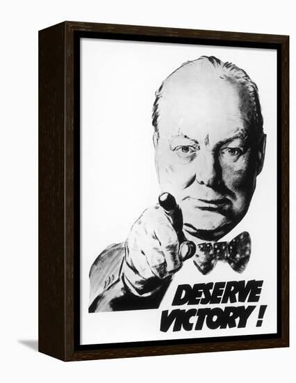 Winston Churchill Says We Deserve Victory!-null-Framed Premier Image Canvas