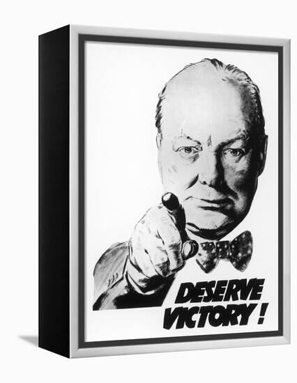 Winston Churchill Says We Deserve Victory!-null-Framed Premier Image Canvas