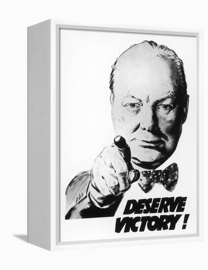 Winston Churchill Says We Deserve Victory!-null-Framed Premier Image Canvas