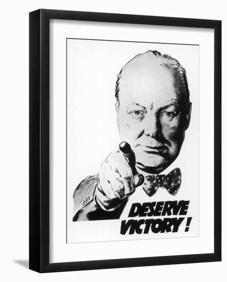 Winston Churchill Says We Deserve Victory!--Framed Premium Giclee Print