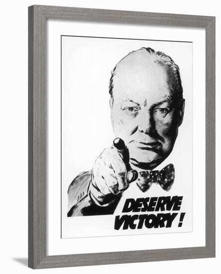 Winston Churchill Says We Deserve Victory!-null-Framed Giclee Print