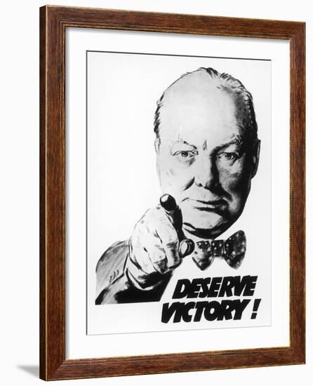 Winston Churchill Says We Deserve Victory!-null-Framed Giclee Print