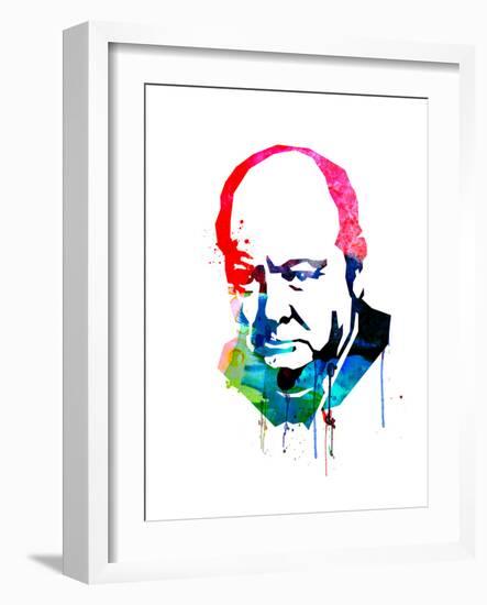 Winston Churchill Watercolor-Lora Feldman-Framed Art Print