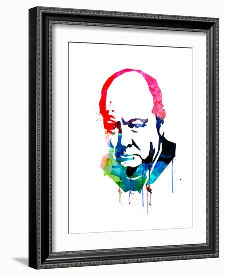 Winston Churchill Watercolor-Lora Feldman-Framed Art Print