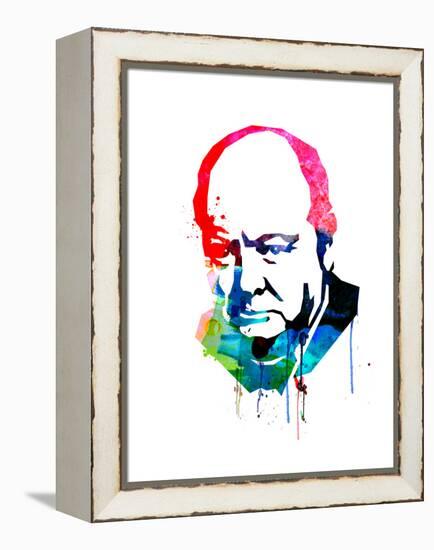 Winston Churchill Watercolor-Lora Feldman-Framed Stretched Canvas