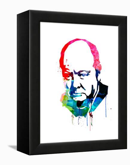 Winston Churchill Watercolor-Lora Feldman-Framed Stretched Canvas