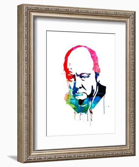 Winston Churchill Watercolor-Lora Feldman-Framed Art Print