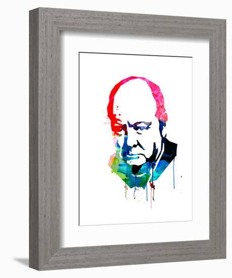 Winston Churchill Watercolor-Lora Feldman-Framed Art Print