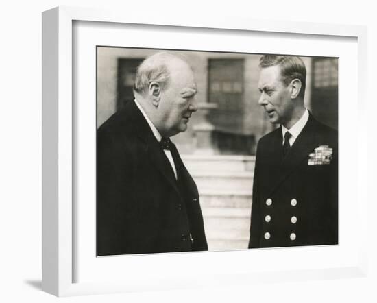 Winston Churchill with King George VI, May 8, 1948-null-Framed Premium Photographic Print