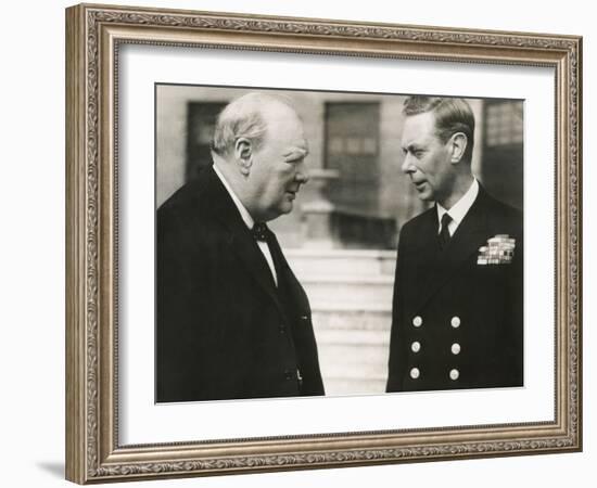 Winston Churchill with King George VI, May 8, 1948-null-Framed Photo