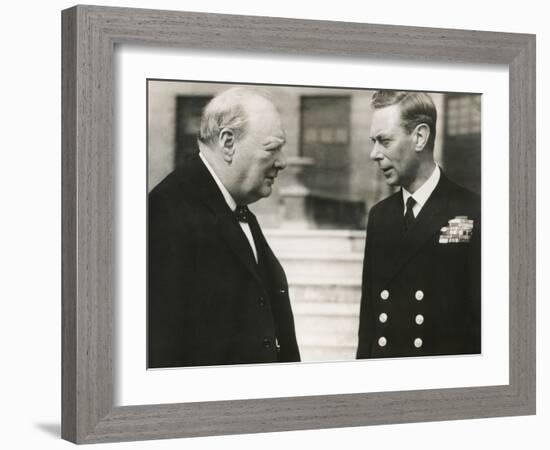 Winston Churchill with King George VI, May 8, 1948-null-Framed Photo