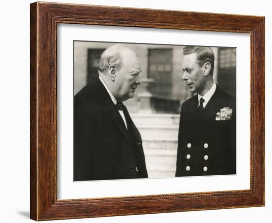 Winston Churchill with King George VI, May 8, 1948-null-Framed Photo