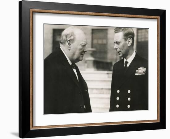 Winston Churchill with King George VI, May 8, 1948-null-Framed Photo