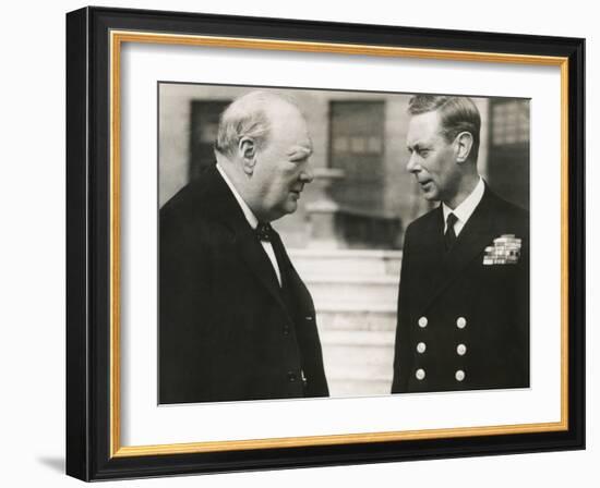 Winston Churchill with King George VI, May 8, 1948-null-Framed Photo