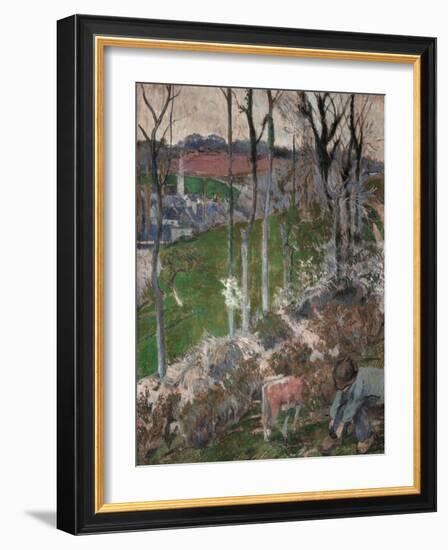 Winter, a Young Breton Adjusts His Clogs, 1888-Paul Gauguin-Framed Giclee Print