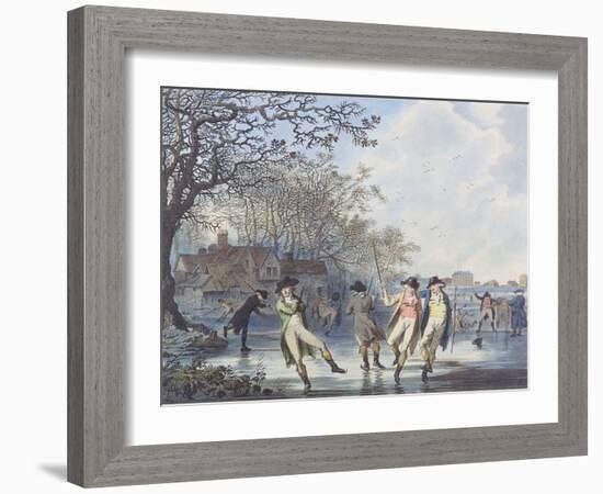 Winter Amusement: a View in Hyde Park from the Moated House, 1787 (Aquatint)-Julius Caesar Ibbetson-Framed Giclee Print