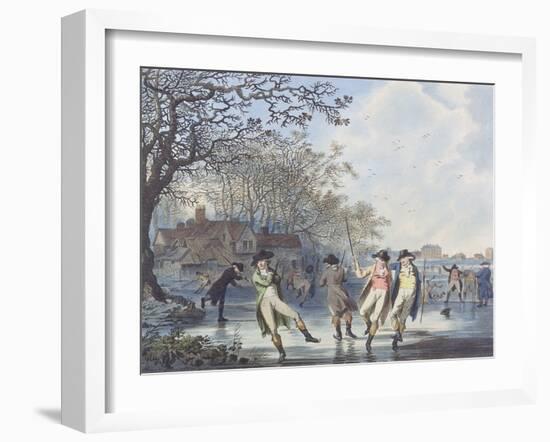 Winter Amusement: a View in Hyde Park from the Moated House, 1787 (Aquatint)-Julius Caesar Ibbetson-Framed Giclee Print