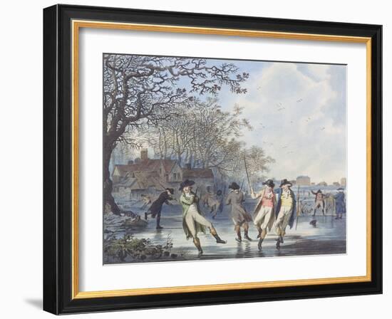 Winter Amusement: a View in Hyde Park from the Moated House, 1787 (Aquatint)-Julius Caesar Ibbetson-Framed Giclee Print