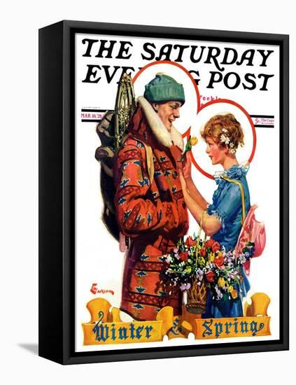 "Winter and Spring," Saturday Evening Post Cover, March 10, 1928-Elbert Mcgran Jackson-Framed Premier Image Canvas