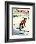 Winter at the Chantecler Hotel - Woman Skier - Laurentian Mountains - Sainte-Adèle, Quebec Canada-Roger Couillard-Framed Art Print