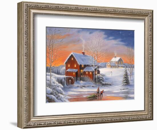 Winter at the Old Mill-John Zaccheo-Framed Giclee Print