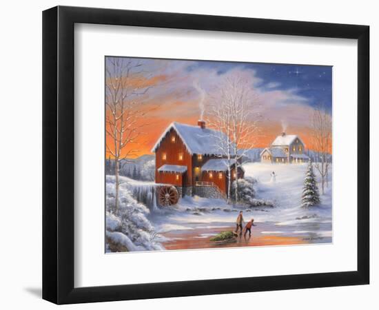 Winter at the Old Mill-John Zaccheo-Framed Giclee Print