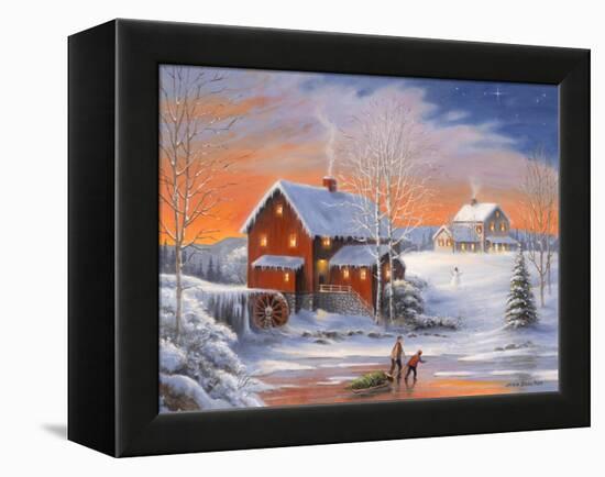 Winter at the Old Mill-John Zaccheo-Framed Premier Image Canvas