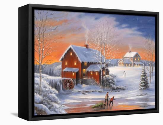 Winter at the Old Mill-John Zaccheo-Framed Premier Image Canvas