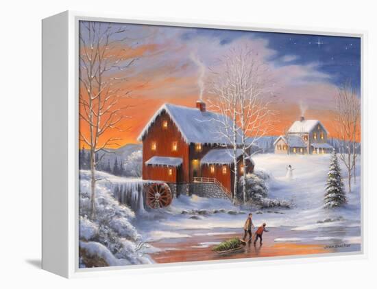 Winter at the Old Mill-John Zaccheo-Framed Premier Image Canvas