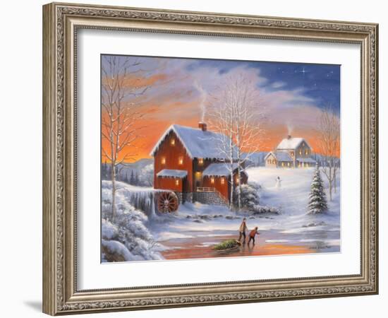 Winter at the Old Mill-John Zaccheo-Framed Giclee Print