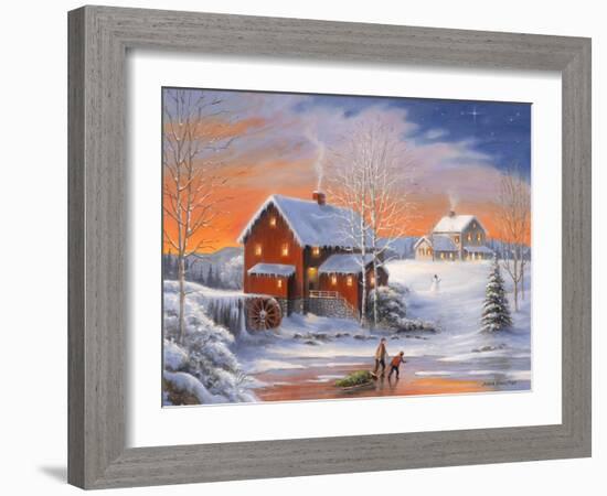 Winter at the Old Mill-John Zaccheo-Framed Giclee Print