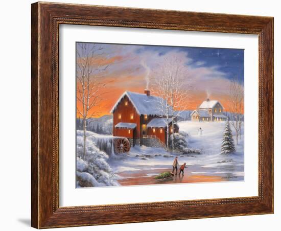 Winter at the Old Mill-John Zaccheo-Framed Giclee Print