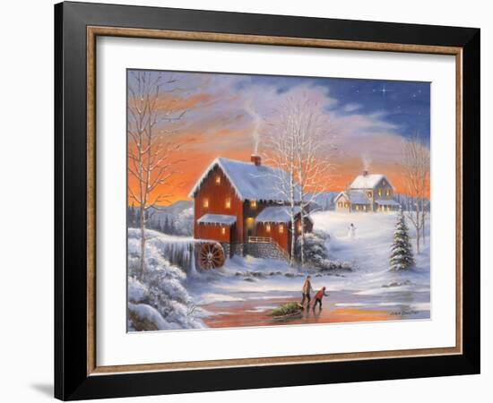 Winter at the Old Mill-John Zaccheo-Framed Giclee Print