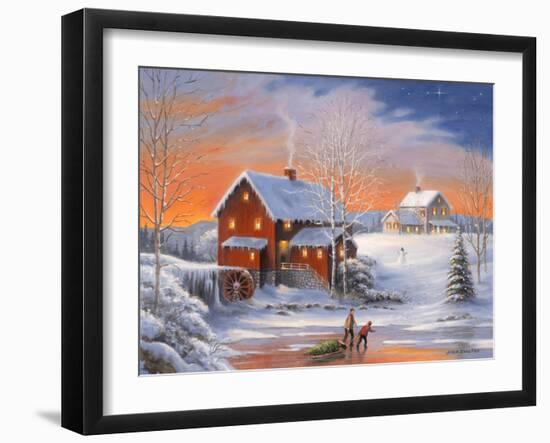 Winter at the Old Mill-John Zaccheo-Framed Giclee Print