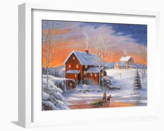 Winter at the Old Mill-John Zaccheo-Framed Giclee Print