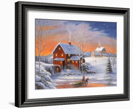 Winter at the Old Mill-John Zaccheo-Framed Giclee Print