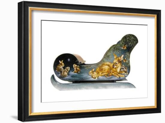 Winter Babies Sleigh-Peggy Harris-Framed Giclee Print