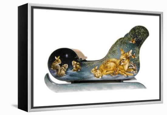 Winter Babies Sleigh-Peggy Harris-Framed Premier Image Canvas