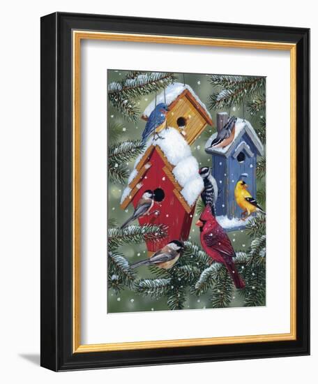 Winter Birdhouses-William Vanderdasson-Framed Giclee Print