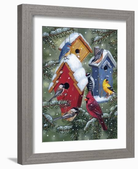 Winter Birdhouses-William Vanderdasson-Framed Giclee Print