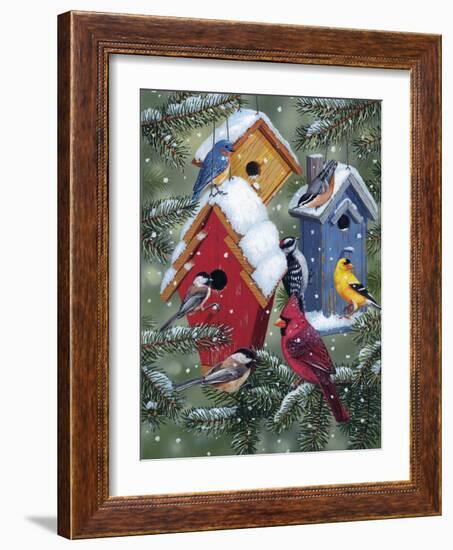 Winter Birdhouses-William Vanderdasson-Framed Giclee Print