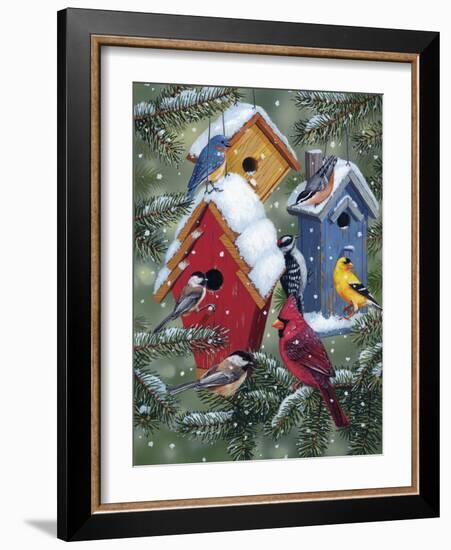 Winter Birdhouses-William Vanderdasson-Framed Giclee Print