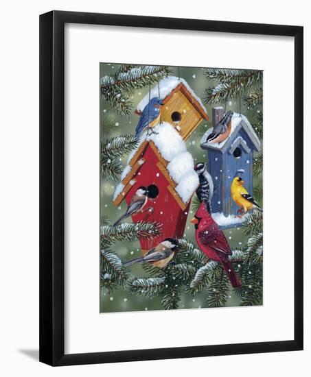 Winter Birdhouses-William Vanderdasson-Framed Giclee Print