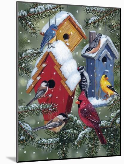 Winter Birdhouses-William Vanderdasson-Mounted Giclee Print