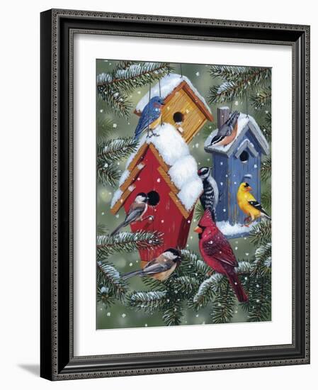 Winter Birdhouses-William Vanderdasson-Framed Giclee Print