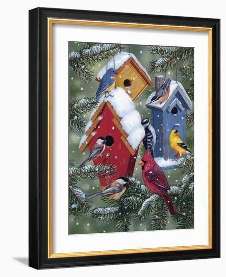 Winter Birdhouses-William Vanderdasson-Framed Giclee Print